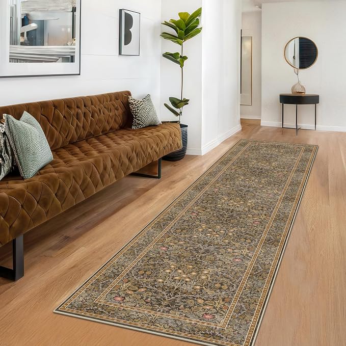 Hazo Haus Non Slip 2x10 Gold Brown Hallway Runner - 10ft Long Runner Rugs - Image 3