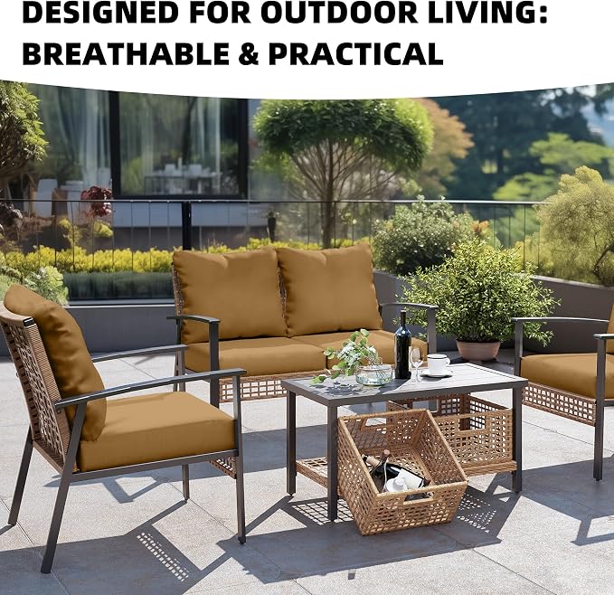 8Pcs Outdoor Cushion Covers, Patio Cushion Covers, Stretch Elastic Slipcovers - Image 4