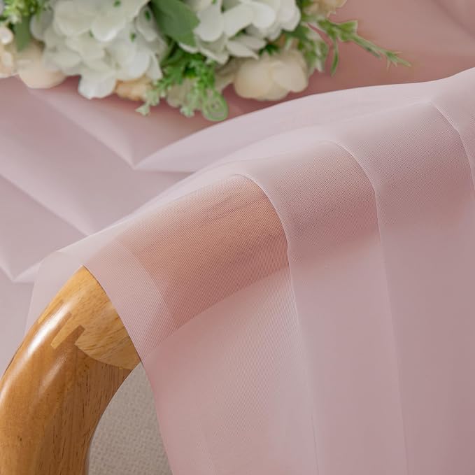 Chyhomenyc Sheer Valance Tiers Curtains 2 Panels, Elegant Light Filtering Rod - Image 2
