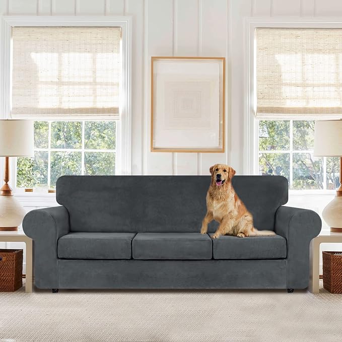 WEERRW 4 Pieces Velvet High Stretch Couch Covers - Image 2