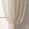 WAZZIO Boho Lace Curtains 90 Inches 2 Panel, Light Filtering Privacy Tassel & by WAZZIO