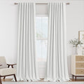 Guken White 100% Blackout Linen Curtains 120 Inch Length 2 Panels Set by Guken
