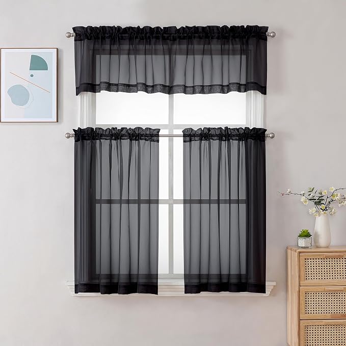 Chyhomenyc Sheer Black Valances - Image 2