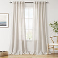 Nanspring Pearl White Linen Curtains 102 Inches Long by Nanspring