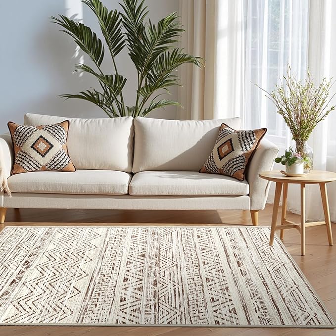 3x5 Washable Entryway Area Rug: Modern Moroccan Small Runner Rug Indoor Soft - Image 2