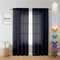 Lecloud Black Sheer Curtain Panels 72 Inch Length, Light Filtering Window by Lecloud