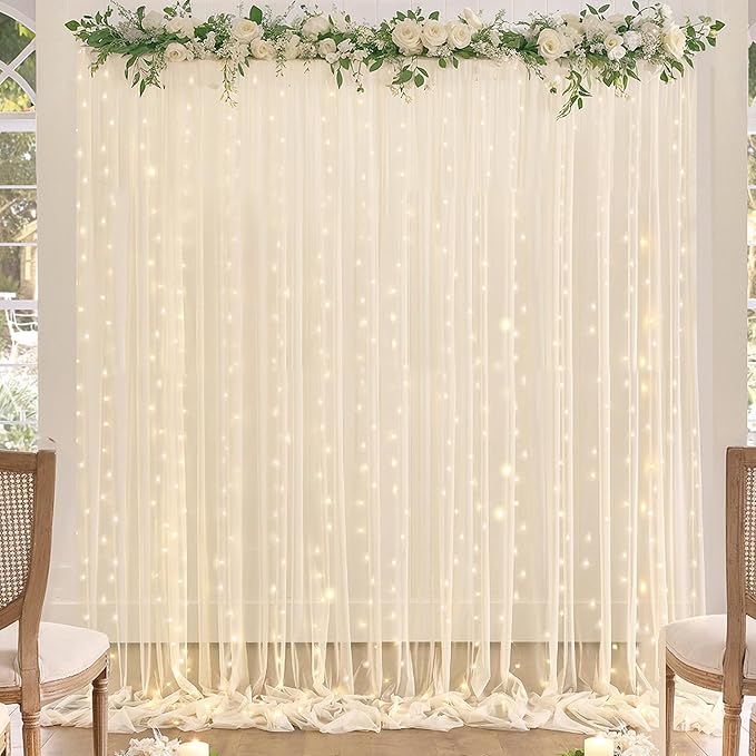 10ft x 12ft Champagne Tulle Backdrop Curtain - Image 5