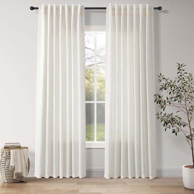 Nanspring Natural Linen Curtains 84 Inch Length 2 Panels Set by Nanspring