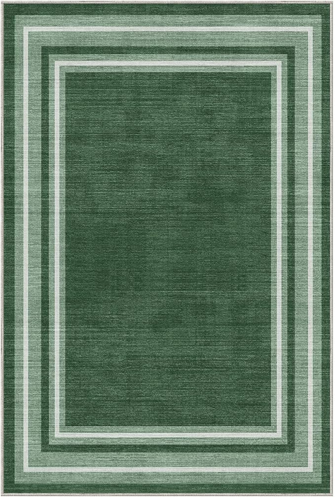 OPPODREAM Border Soft Area Rugs 6x9, Washable Green Rug - Image 9