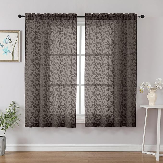 Chyhomenyc Chocolate Sheer Curtains 54 Inch Length by Chyhomenyc