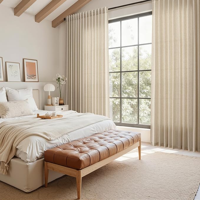 Taupe Burlywood Linen Curtains for Living Room 100 Inches Long Light Filtering - Image 7