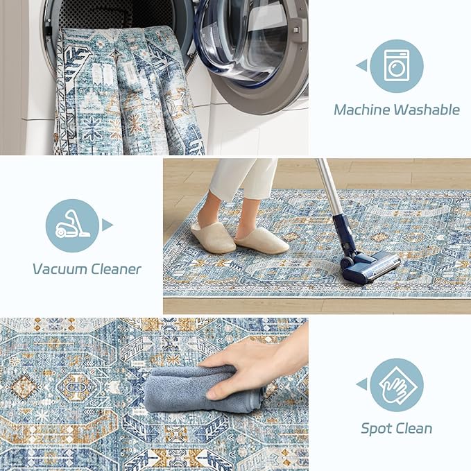 Madane Runner Rug 2'6''x8' Kitchen Runner, Hallway Runner Printed Vintage - Image 4
