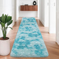 Tie-Dyed Sky Blue 2x8 Machine Washable Runner Rugs by JiaoBaba