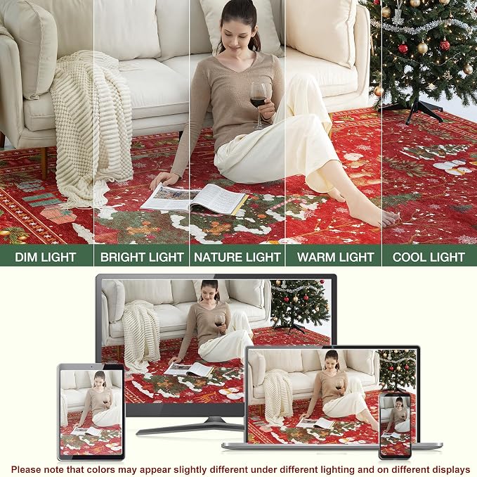 UERMEI Christmas Runner Rug for Hallway: 2x6 Neutral Modern Festive Low Pile - Image 4
