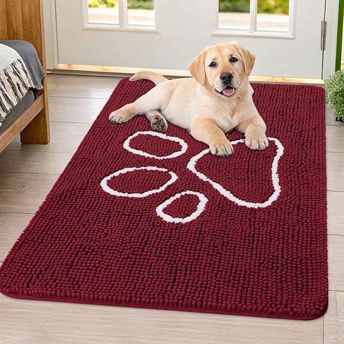 Smiry Dog Door Mat for Muddy Paws, Absorbent Dirt Trapper Non Slip Quick Dry by Smiry