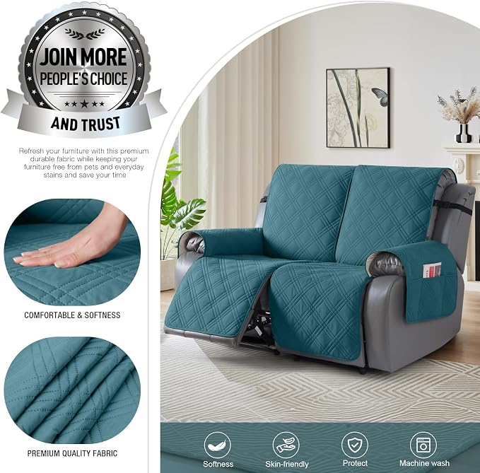 TAOCOCO 100% Waterproof Loveseat Recliner Covers 2 Seater, Split Loveseat Covers - Image 3