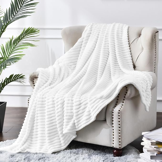 BEDELITE Fleece Throw Blanket for Couch – 3D Ribbed Jacquard Soft and Warm by BEDELITE