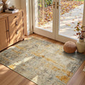 Entryway Rug 3x5 Beige Bedroom Area Rug Washable Non Slip Abstract Boho Rugs by OmpaaHomeDecor