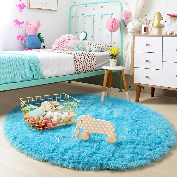 Amdrebio Blue Round Circle Rugs 6Ft - Image 3