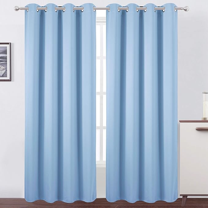LEMOMO Sky Blue Thermal Blackout Curtains/52 x 108 Inch/Set of 2 Panels Room by Lemomo