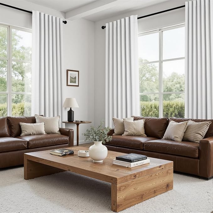 Topfinel Snow White 100% Blackout Linen Curtains - Image 7