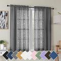 Simplebrand Grey Semi Sheer Curtains 45 Inch Length 2 Panels, Geometric by Simplebrand