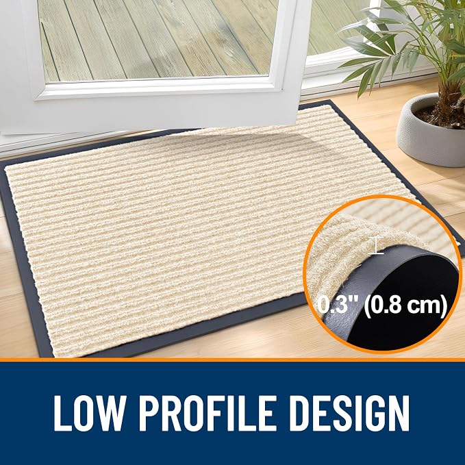 OLANLY 2-Pack Front Door Mats 71x23, Waterproof Heavy-Duty Doormats | Beige - Image 4
