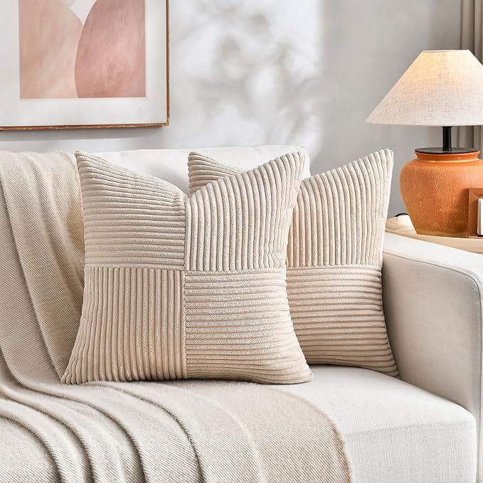 Fancy Homi 2 Packs Tan Samll Decorative Throw Pillow Covers 12x12 Inch - Image 5