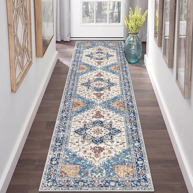 Yamaziot Washable Runner Rug, 2x8 Non-Slip Boho Vintage Hallway Rug by Yamaziot