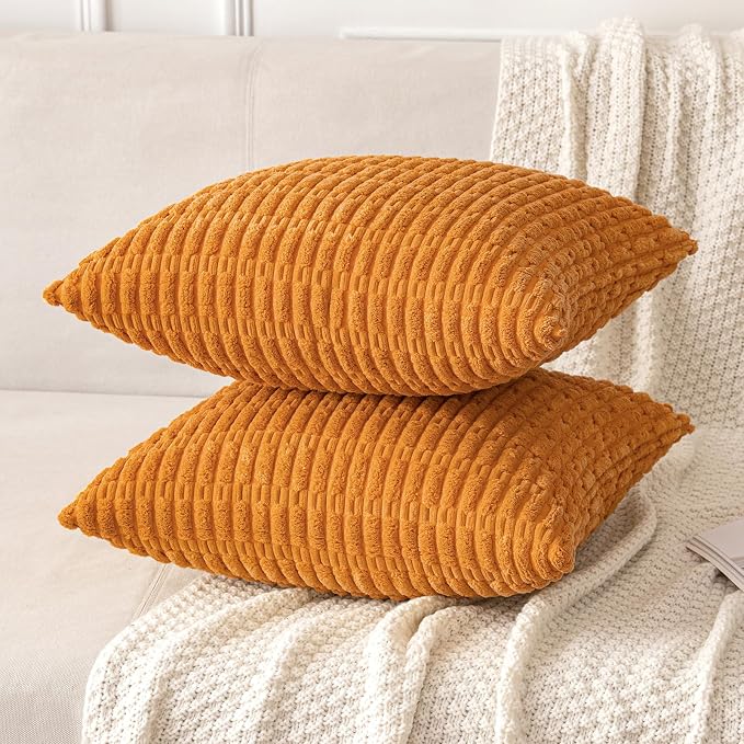 MIULEE Fall Decorative Throw Pillow Covers 18x18 Burnt Orange Pack of 2 | Soft - Image 3