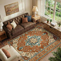 Area Rugs 6'x9' Washable Non-Slip, Floral Vintage Distress Print Pattern by RELEANY