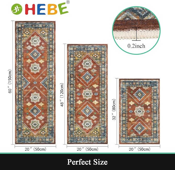 HEBE Boho Kitchen Rug Sets 3 Piece - Image 2