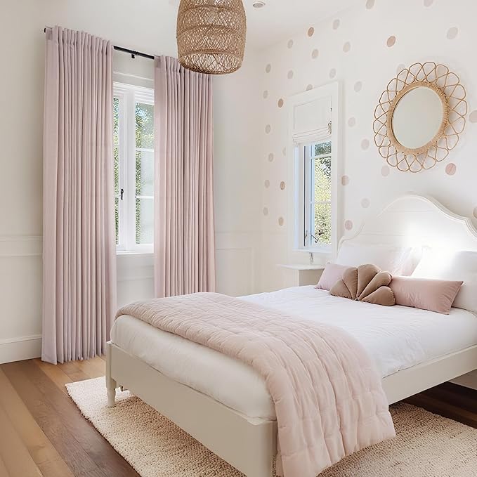 Blush Pink Curtains for Living Room Back Tab Modern Farmhouse Semi Sheer - Image 6