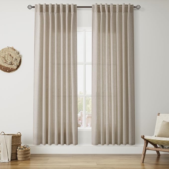 Nanspring Cobblestone Linen Curtains 80 Inch Length by Nanspring