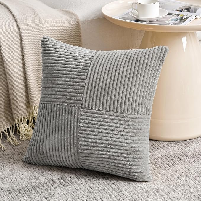 Fancy Homi 2 Packs Grey Samll Decorative Throw Pillow Covers 14x14 Inch - Image 2