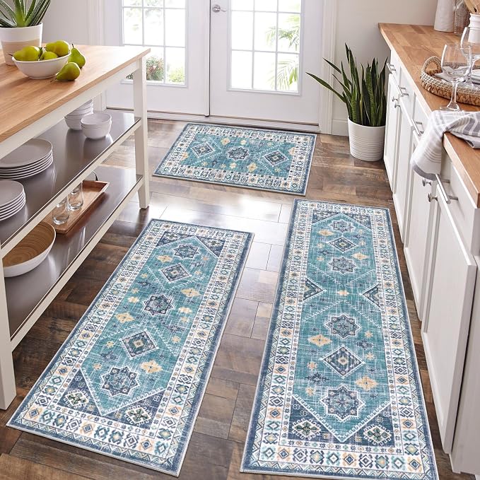 HEBE Boho Kitchen Rug Sets 3 Piece by HEBE