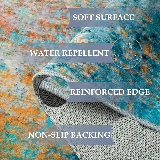 Washable Area Rugs 5'x7' Non-Slip Modern Abstract Soft - Image 4