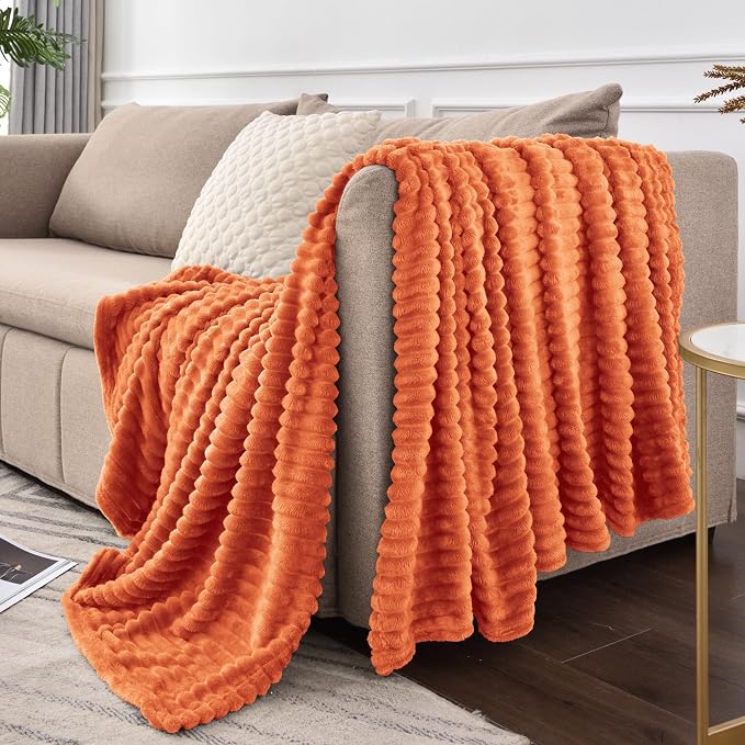 BEDELITE Fleece Blanket Twin Size – 3D Ribbed Jacquard Soft and Warm Decorative - Image 9