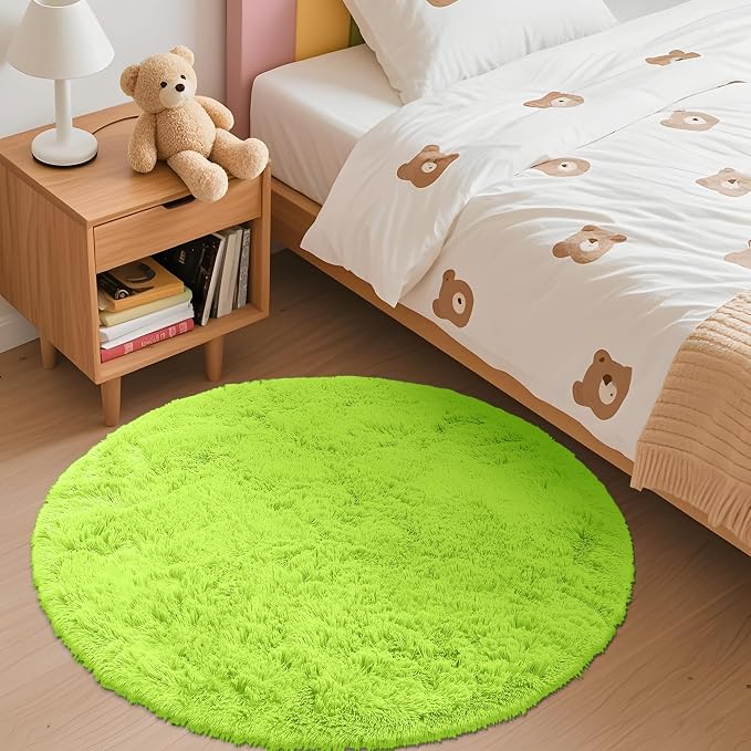 OLANLY Lime Green Round Rugs for Bedroom - Image 3