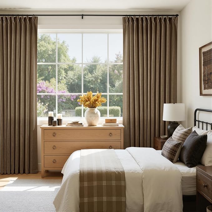 Extra Wide 108 Inch Long Pleat Curtains 70 Inch Wide Dutch Cocoa | Pinch Pleat - Image 6