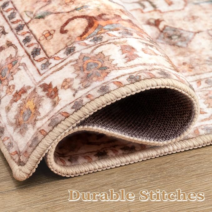 SERISSA Boho Rugs for Entryway, 2x3 Peach Cream Entryway Rug Non-Slip Washable - Image 5