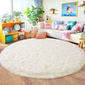 6‘x6’ Cream Round Rugs for Girls Bedroom, Ultra Soft Fluffy Circle Rug for Kids by Quntue