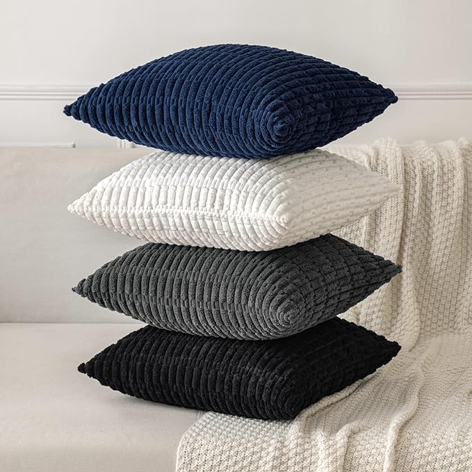 MIULEE Pack of 2 Corduroy Decorative Euro Sham Throw Pillow Covers 26x26 Inch - Image 4