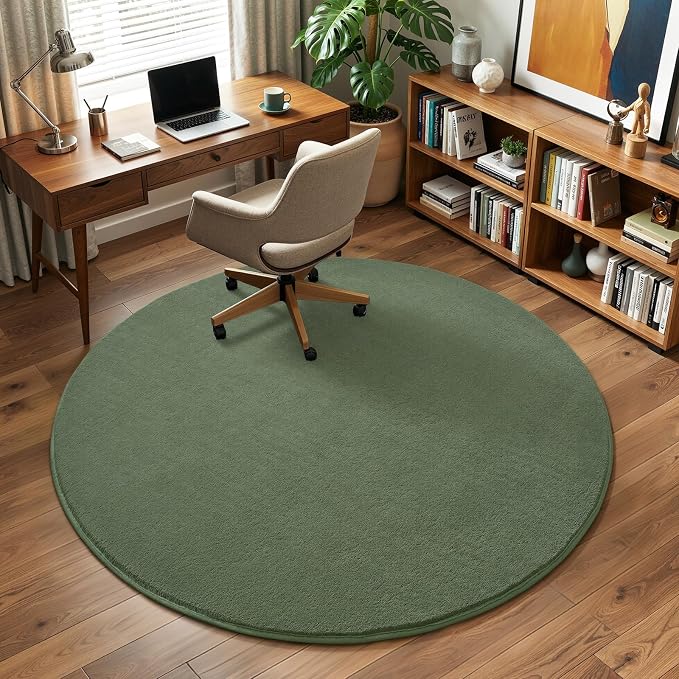 Amearea Sage Green Round Area Rugs 4ft Washable Circle Rugs - Image 6