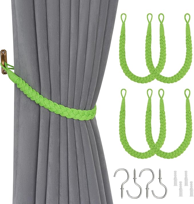 NICEEC 4 Pack Natural Cotton Rope Curtain Tiebacks Elegant Boho Style by NICEEC