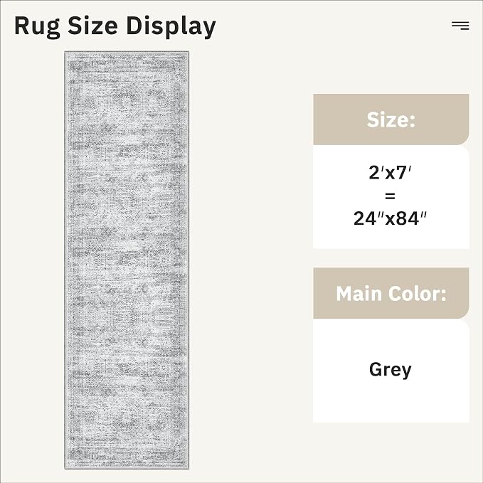 Runner Rug 2x7 Washable Non-Slip Hallway Runner Rugs - Image 5