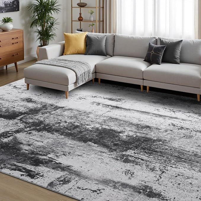 Toneed Abstract Area Rug Modern Washable Rug Soft Non Slip Rug Low Pile - Image 3