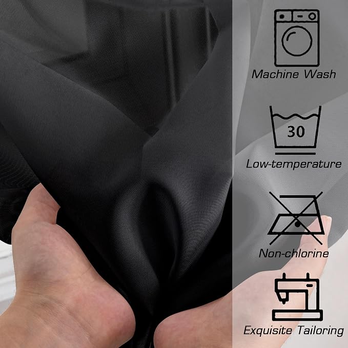 Simplebrand Black Sheer Curtains 90 Inches Long, Light Filtering Rod Pocket - Image 9