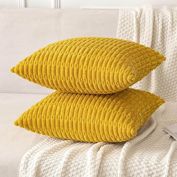 MIULEE Pack of 2 Corduroy Decorative Throw Pillow Covers 12x12 Inch Soft Boho - Image 5