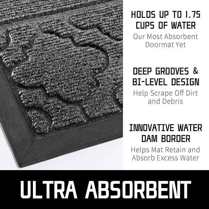 Yimobra Welcome Mat Outdoor Indoor, All-Season Waterproof Front Door Mat - Image 4